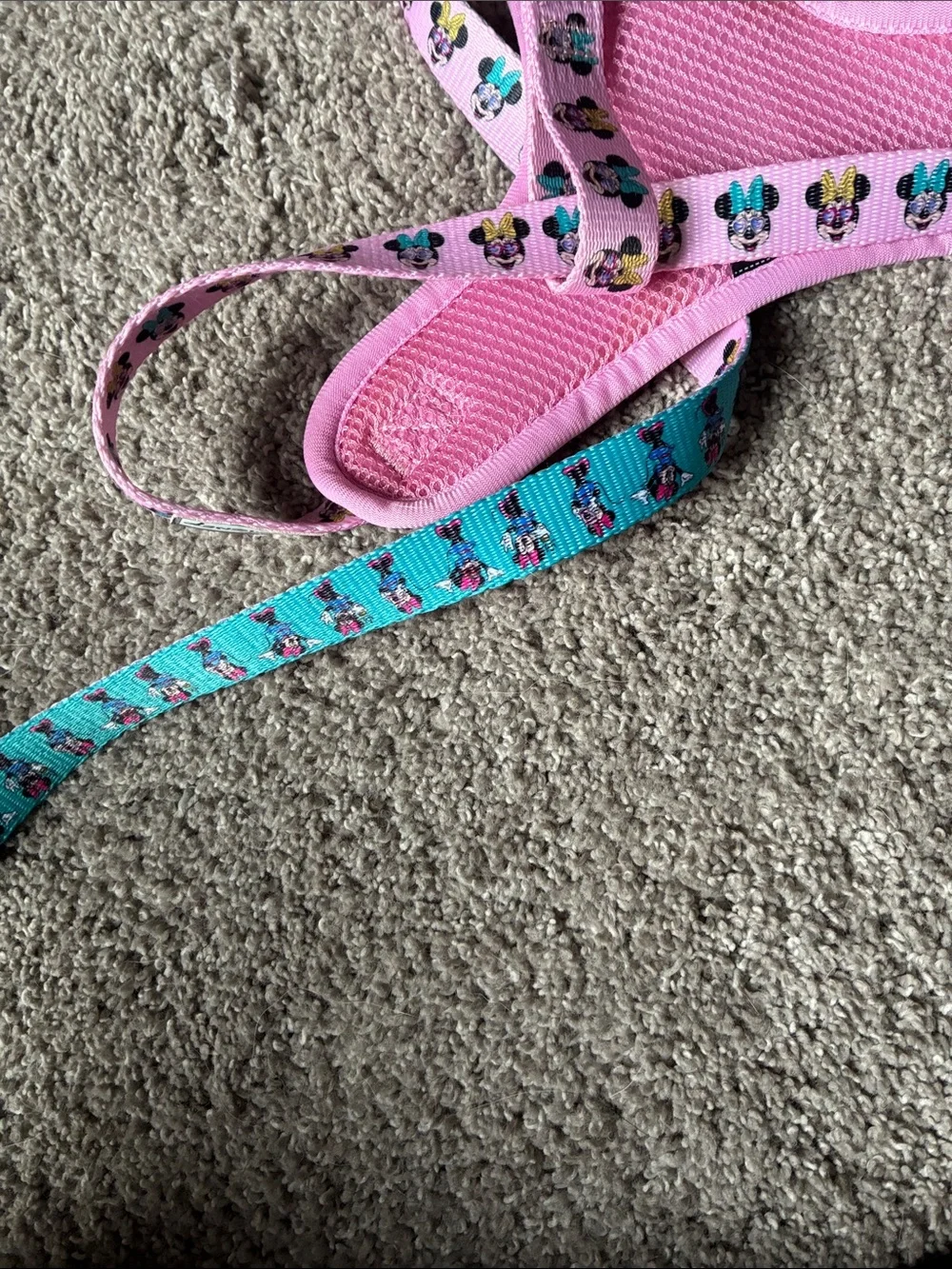 Sassy Wolf Disney Pink Minnie Mouse Dog Harness Teal Accents